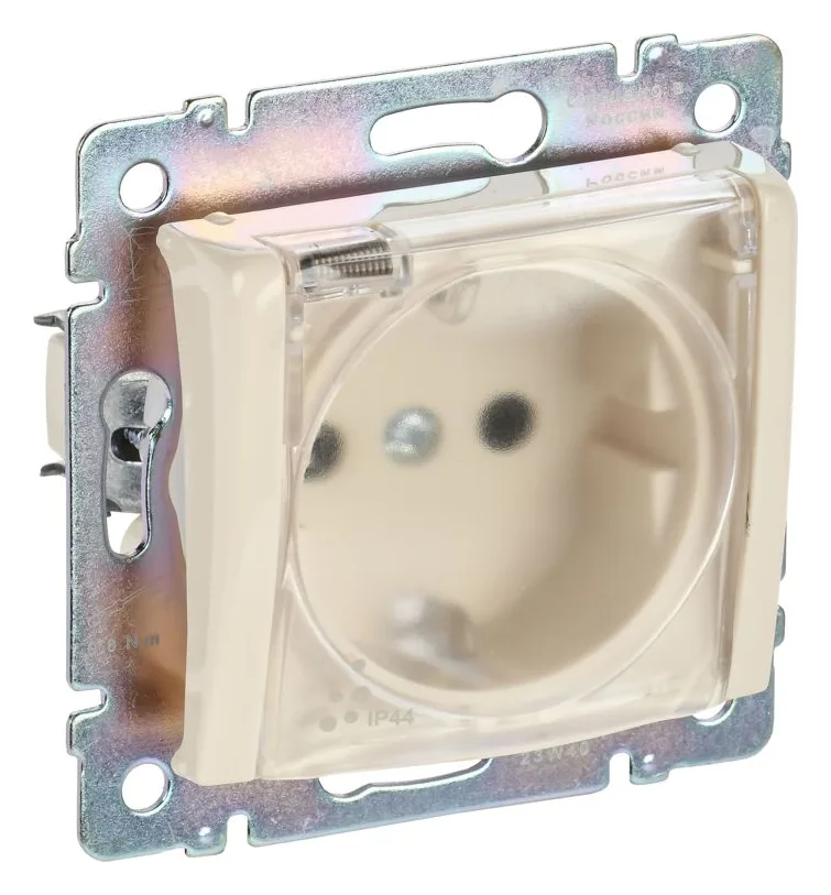Розетка 1-м СП Valena 16А IP44 2P+E защ. шторки с крышкой немецк. стандарт механизм сл. кость IEK 774120