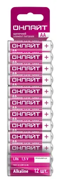 Элемент питания алкалиновый 90 636 OBT-ALK-LR6-BP12 (блист.12шт) ОНЛАЙТ 90636