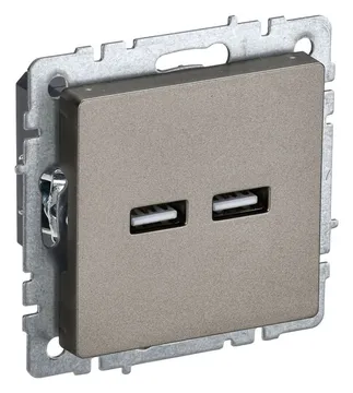 Розетка BRITE USB A+A 3.1А РЮ10-1-БрШ механизм шампань IEK BR-U21-D31-K37