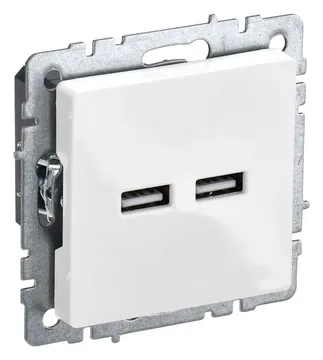 Розетка BRITE USB A+A 3.1А РЮ10-1-БрБ механизм бел. IEK BR-U21-D31-K01