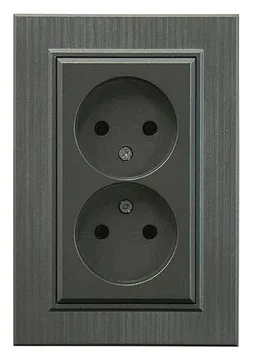 Розетка 2-я Karea LINE STAR без заземл. дым. металлик Makel 86050017
