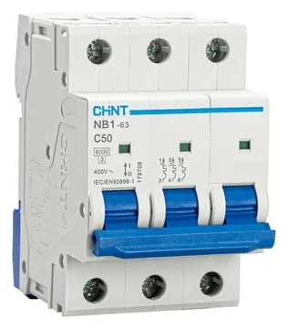 Выключатель автоматический модульный 3п C 50А 6кА NB1-63 (R) CHINT 179708