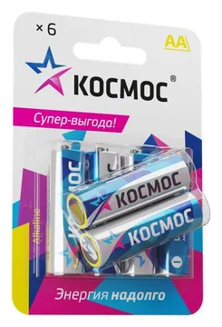 Элемент питания алкалиновый AA/LR6 BP-6 (блист.6шт) КОСМОС KOCLR6BL6