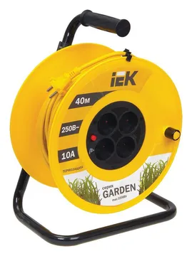 Удлинитель на катушке 4х40м без заземл. 10А IP20 Garden УК40 2х1 термозащита IEK WKP23-10-04-40