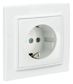 Розетка 1-м СП Минск 16А IP20 с заземл. защ. шторки бел. Basic EKF ERR16-028-100