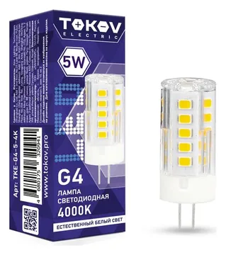 Лампа светодиодная 5Вт Capsule 4000К G4 220-240В TOKOV ELECTRIC TKE-G4-5-4K