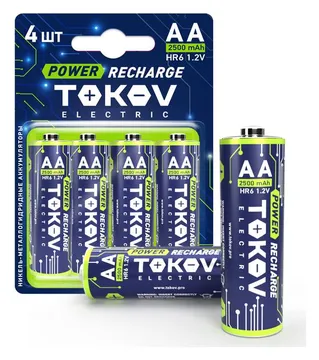 Аккумулятор AA/HR6 2500мА.ч (блист.4шт) TOKOV ELECTRIC TKE-NMA-HR6/B4