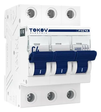 Выключатель автоматический модульный 3п C 4А 6кА PRIZMA TOKOV ELECTRIC TKE-PZ60-MCBI-3-4-C