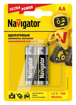 Элемент питания алкалиновый AA/LR6 94 752 NBT-NE-LR6-BP2 (блист.2шт) Navigator 94752