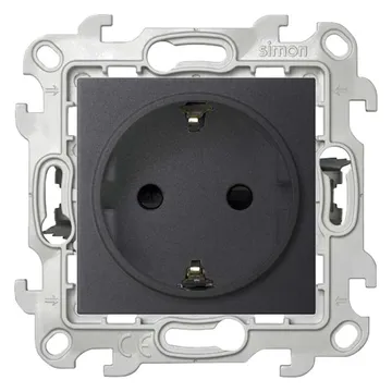 Розетка 1-м СП Simon 24 16А IP20 2P+E Push&Go защ. шторки механизм графит Simon 2420432-038