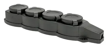 Колодка 4-м 16А IP44 2P+PE 230В с защ. крышками каучук Basic EKF RPS-020-16-230-44