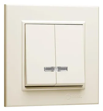 Выключатель 2-кл. СП Karea 10А IP20 с подсветкой крем. Makel 56010023