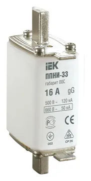 Вставка плавкая ППНИ-33 16А габарит 00С IEK DPP11-016