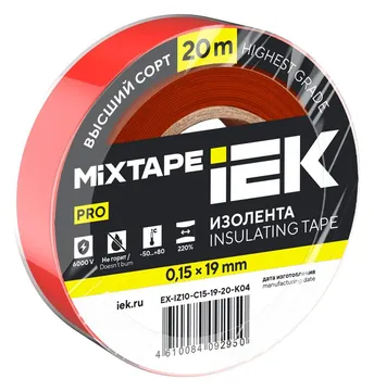 Изолента 0.15х19мм (рул.20м) красн. IEK EX-IZ10-C15-19-20-K04