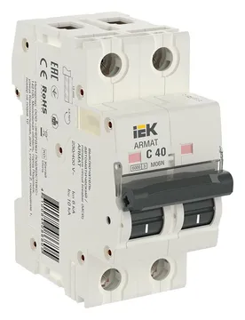 Выключатель автоматический модульный 2п C 40А M06N ARMAT IEK AR-M06N-2-C040