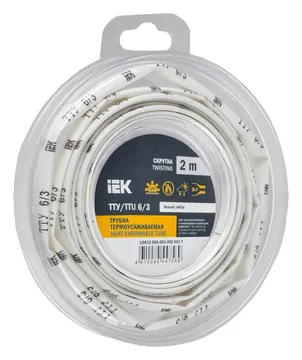 Трубка термоусадочная ТТУ нг-LS 6/3 бел. (уп.2м) IEK UDR12-006-003-002-K01-T