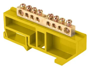 Шина нулевая N 6х9 8 отвер. латунь желт. изолятор на DIN-рейку PROxima EKF sn0-63-08-dz