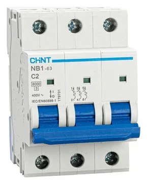 Выключатель автоматический модульный 3п C 2А 6кА NB1-63 (R) CHINT 179701