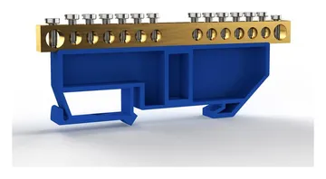 Шина нулевая на DIN-изоляторе 6х9мм 14 отвер. латунь TOKOV ELECTRIC TKE-BCB-69-14-DIN/N