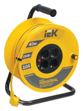 Удлинитель на катушке 4х40м с заземл. 10А IP20 Industrial УК40 3х1 термозащита IEK WKP14-10-04-40