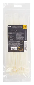 Хомут кабельный 3.6х200 нейл. бел. (уп.100шт) IEK UHH31-D036-200-100