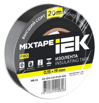 Изолента 0.15х19мм (рул.20м) черн. IEK EX-IZ10-C15-19-20-K02
