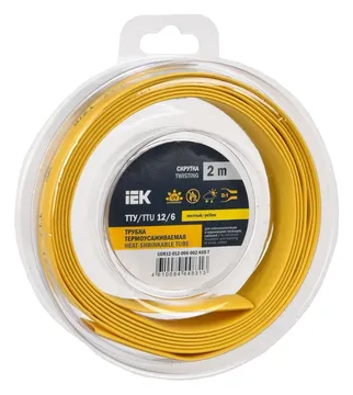Трубка термоусадочная ТТУ нг-LS 12/6 желт. (уп.2м) IEK UDR12-012-006-002-K05-T