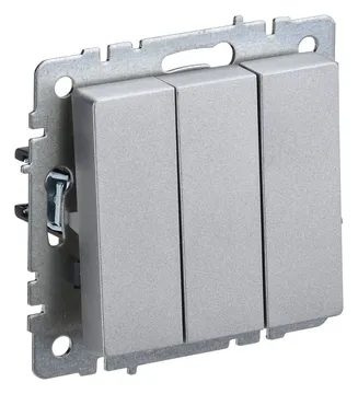 Выключатель 3-кл. СП BRITE ВС10-3-0-БрА 10А механизм алюм. IEK BR-V30-0-10-K47