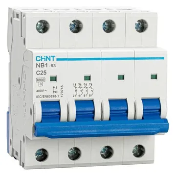 Выключатель автоматический модульный 4п C 25А 6кА NB1-63 (R) CHINT 179745