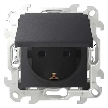 Розетка 1-м СП Simon 24 16А IP44 2P+E Push&Go механизм графит Simon 2420448-038
