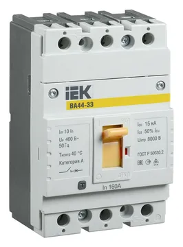 Выключатель автоматический 3п 160А 15кА ВА44 33 IEK SVA4410-3-0160
