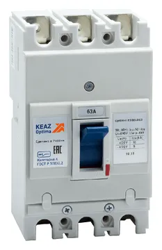 Выключатель автоматический 3п 63А 10кА OptiMat E100L063 УХЛ3 КЭАЗ 100006