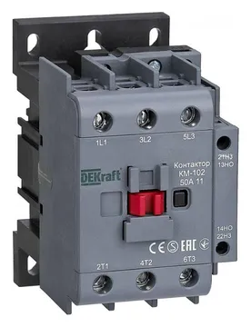 Контактор КМ-102 3п 50А кат. 230В AC 1НО+1НЗ AC-3 AC-4 DEKraft 22007DEK