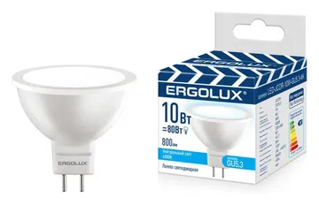 Лампа светодиодная LED-JCDR-10W-GU5.3-4K JCDR 10Вт рефлектор 4500К бел. GU5.3 220-240В ПРОМО Ergolux 15562