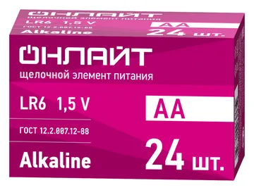 Элемент питания алкалиновый 90 635 OBT-ALK-LR6-BOX24 (бокс 24шт) ОНЛАЙТ 90635