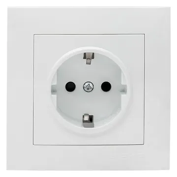 Розетка 1-м СП Валенсия 16А IP20 с заземл. защ. шторки бел. PROxima EKF EWR16-028-10