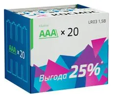 Элемент питания алкалиновый AAA/LR03 (уп.20шт) КОСМОС KOCLR0320BOX