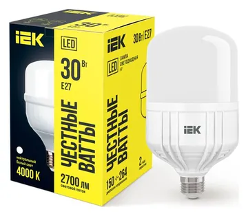 Лампа светодиодная HP 30Вт 4000К нейтр. бел. E27 230В IEK LLE-HP-30-230-40-E27