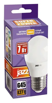 Лампа светодиодная PLED-SP 7Вт G45 шар 3000К тепл. бел. E27 540лм 230В JazzWay 1027863-2