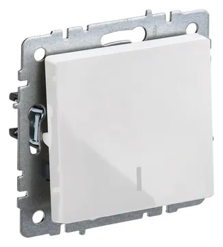 Выключатель 1-кл. СП BRITE ВС10-1-1-БрБ 10А с индик. механизм бел. IEK BR-V10-1-10-K01