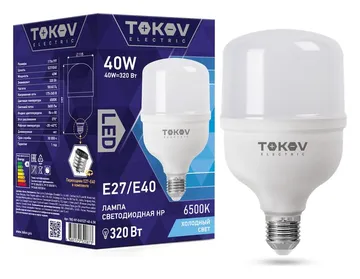 Лампа светодиодная 40Вт HP 6500К Е40/Е27 176-264В TOKOV ELECTRIC TKE-HP-E40/E27-40-6.5K