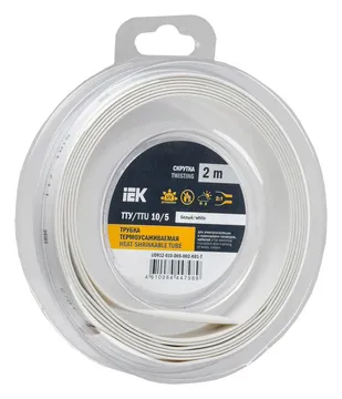 Трубка термоусадочная ТТУ нг-LS 10/5 бел. (уп.2м) IEK UDR12-010-005-002-K01-T