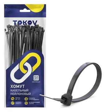 Хомут кабельный нейлоновый черн. 3.6х300 (уп.100шт) TOKOV ELECTRIC TKE-HNS-3.6-300-B/100