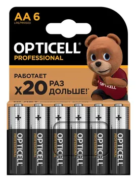 Элемент питания алкалиновый AA/LR6 (блист. 6шт) Professional Opticell 5052003