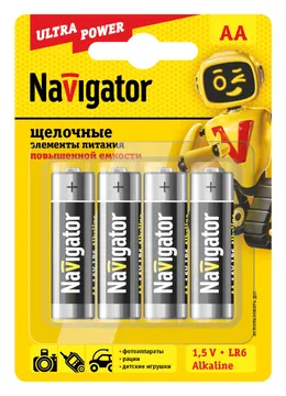Элемент питания алкалиновый AA/LR6 94 753 NBT-NE-LR6-BP4 (блист.4шт) Navigator 94753