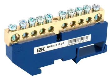 Шина нулевая на DIN-изол. ШНИ-8х12-10-Д-С IEK YNN10-812-10D-K07