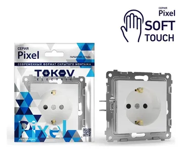Розетка 1-м СП Pixel 16А IP20 с заземл. защ. шторки механизм айс TOKOV ELECTRIC TKE-PX-R1ZSF-C34