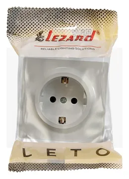 Розетка 1-м ОП LETO с заземл. ПБТ крем LEZARD 752-0300-122B