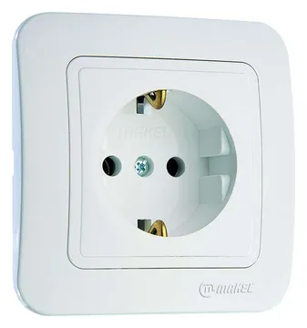 Розетка 1-м СП Lillium 16А IP20 с заземл. бел./бел. Makel 70028