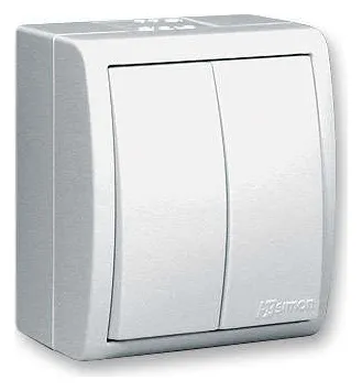 Выключатель 2-кл. ОП Simon 15 Aqua 10А IP54 винтов. зажим бел. Simon 1594398-030